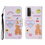 For Huawei P Smart 2021 / Y7a Colored Drawing Pattern Horizontal Flip Leather Case with Holder & Card Slots & Wallet(Smiley Bear)