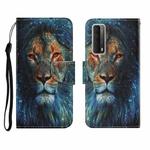 For Huawei P Smart 2021 / Y7a Coloured Drawing Pattern Horizontal Flip PU Leather Case with Holder & Card Slots & Wallet & Lanyard(Lion)