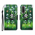 For Huawei P Smart 2021 / Y7a Coloured Drawing Pattern Horizontal Flip PU Leather Case with Holder & Card Slots & Wallet & Lanyard(Panda)