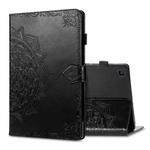 For Samsung Galaxy Tab S6 Lite Halfway Mandala Embossing Pattern Horizontal Flip PU Leather Case with Card Slots & Holder & Pen Slot(Black)