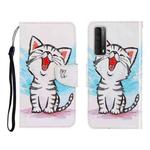 Colored Drawing Horizontal Flip Leather Case with Holder & Card Slot & Wallet For Huawei P Smart 2021 / Y7a(Red Mouth Cat)