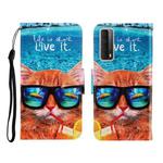 Colored Drawing Horizontal Flip Leather Case with Holder & Card Slot & Wallet For Huawei P Smart 2021 / Y7a(Underwater Cat)
