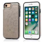 For iPhone SE 2022 / SE 2020 / 8 / 7 Double Buckle Mandala Pattern PU+TPU Protective Case with Card Slots & Holder & Photo Frame(Grey)