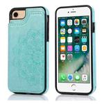 For iPhone SE 2022 / SE 2020 / 8 / 7 Double Buckle Mandala Pattern PU+TPU Protective Case with Card Slots & Holder & Photo Frame(Green)