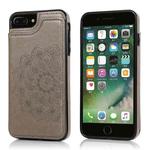 Double Buckle Mandala Pattern PU+TPU Protective Case with Card Slots & Holder & Photo Frame For iPhone 7 Plus / 8 Plus(Grey)