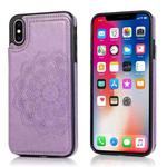 For iPhone X / XS Double Buckle Mandala Pattern PU+TPU Protective Case with Card Slots & Holder & Photo Frame(Purple)