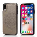 For iPhone XR Double Buckle Mandala Pattern PU+TPU Protective Case with Card Slots & Holder & Photo Frame(Grey)