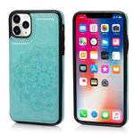 For iPhone 11 Double Buckle Mandala Pattern PU+TPU Protective Case with Card Slots & Holder & Photo Frame (Green)