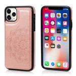 For iPhone 11 Double Buckle Mandala Pattern PU+TPU Protective Case with Card Slots & Holder & Photo Frame (Rose Gold)