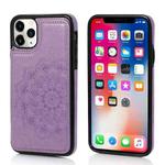For iPhone 11 Double Buckle Mandala Pattern PU+TPU Protective Case with Card Slots & Holder & Photo Frame (Purple)