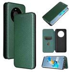 For Huawei Mate 40 Carbon Fiber Texture Horizontal Flip TPU + PC + PU Leather Case with Card Slot(Green)