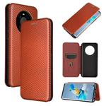 For Huawei Mate 40 Carbon Fiber Texture Horizontal Flip TPU + PC + PU Leather Case with Card Slot(Brown)