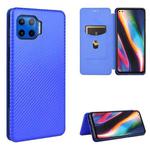 For Motorola One 5G / Moto G 5G Plus Carbon Fiber Texture Horizontal Flip TPU + PC + PU Leather Case with Card Slot(Blue)