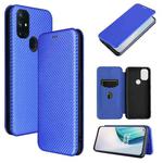 For OnePlus Nord N10 5G Carbon Fiber Texture Horizontal Flip TPU + PC + PU Leather Case with Card Slot(Blue)