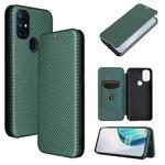 For OnePlus Nord N10 5G Carbon Fiber Texture Horizontal Flip TPU + PC + PU Leather Case with Card Slot(Green)