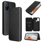 For OnePlus Nord N100 Carbon Fiber Texture Horizontal Flip TPU + PC + PU Leather Case with Card Slot(Black)