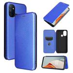 For OnePlus Nord N100 Carbon Fiber Texture Horizontal Flip TPU + PC + PU Leather Case with Card Slot(Blue)