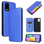 For LG K52 / K62 Carbon Fiber Texture Horizontal Flip TPU + PC + PU Leather Case with Card Slot(Blue)