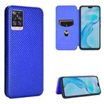 For vivo V20 Pro 5G Carbon Fiber Texture Horizontal Flip TPU + PC + PU Leather Case with Card Slot(Blue)
