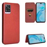 For vivo V20 Pro 5G Carbon Fiber Texture Horizontal Flip TPU + PC + PU Leather Case with Card Slot(Brown)