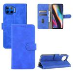 For Motorola One 5G / Moto G 5G Plus Solid Color Skin Feel Magnetic Buckle Horizontal Flip Calf Texture PU Leather Case with Holder & Card Slots & Wallet(Blue)