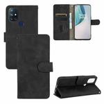 For OnePlus Nord N10 5G Solid Color Skin Feel Magnetic Buckle Horizontal Flip Calf Texture PU Leather Case with Holder & Card Slots & Wallet(Black)