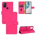 For OnePlus Nord N10 5G Solid Color Skin Feel Magnetic Buckle Horizontal Flip Calf Texture PU Leather Case with Holder & Card Slots & Wallet(Rose Red)