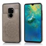 For Huawei Mate 20 Double Buckle Mandala Pattern PU+TPU Protective Case with Card Slots & Holder & Photo Frame(Grey)