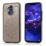 For Huawei Mate 20 Lite Double Buckle Mandala Pattern PU+TPU Protective Case with Card Slots & Holder & Photo Frame(Grey)