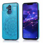 For Huawei Mate 20 Lite Double Buckle Mandala Pattern PU+TPU Protective Case with Card Slots & Holder & Photo Frame(Blue)