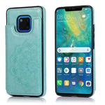 For Huawei Mate 20 Pro Double Buckle Mandala Pattern PU+TPU Protective Case with Card Slots & Holder & Photo Frame(Green)