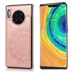 For Huawei Mate 30 Double Buckle Mandala Pattern PU+TPU Protective Case with Card Slots & Holder & Photo Frame(Rose Gold)