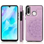 For Huawei P30 Lite Double Buckle Mandala Pattern PU+TPU Protective Case with Card Slots & Holder & Photo Frame(Purple)