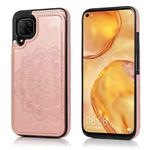 For Huawei P40 Lite Double Buckle Mandala Pattern PU+TPU Protective Case with Card Slots & Holder & Photo Frame(Rose Gold)