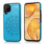 For Huawei P40 Lite Double Buckle Mandala Pattern PU+TPU Protective Case with Card Slots & Holder & Photo Frame(Blue)