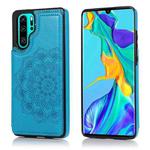 For Huawei P30 Pro Double Buckle Mandala Pattern PU+TPU Protective Case with Card Slots & Holder & Photo Frame(Blue)