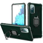 For Samsung Galaxy S20 FE Carbon Fiber Protective Case with 360 Degree Rotating Ring Holder(Green)