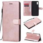 For Xiaomi Redmi 9A Solid Color Horizontal Flip Protective Leather Case with Holder & Card Slots & Wallet & Photo Frame & Lanyard(Rose Gold)
