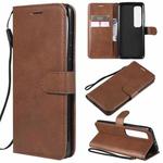 For Xiaomi Mi 10 Ultra Solid Color Horizontal Flip Protective Leather Case with Holder & Card Slots & Wallet & Photo Frame & Lanyard(Brown)