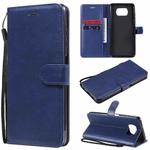 For Xiaomi Poco X3 NFC Solid Color Horizontal Flip Protective Leather Case with Holder & Card Slots & Wallet & Photo Frame & Lanyard(Blue)