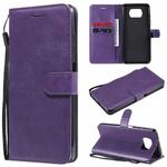 For Xiaomi Poco X3 NFC Solid Color Horizontal Flip Protective Leather Case with Holder & Card Slots & Wallet & Photo Frame & Lanyard(Purple)