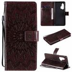 For Motorola Edge Plus Pressed Printing Sunflower Pattern Horizontal Flip PU Leather Case with Holder & Card Slots & Wallet & Lanyard(Brown)