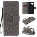 For Motorola Moto G 5G Plus Pressed Printing Sunflower Pattern Horizontal Flip PU Leather Case with Holder & Card Slots & Wallet & Lanyard(Grey)