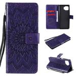 For Motorola Moto G 5G Plus Pressed Printing Sunflower Pattern Horizontal Flip PU Leather Case with Holder & Card Slots & Wallet & Lanyard(Purple)