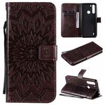 For Motorola One Fusion Pressed Printing Sunflower Pattern Horizontal Flip PU Leather Case with Holder & Card Slots & Wallet & Lanyard(Brown)