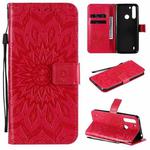 For Motorola One Fusion Pressed Printing Sunflower Pattern Horizontal Flip PU Leather Case with Holder & Card Slots & Wallet & Lanyard(Red)