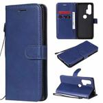 For Motorola Moto Edge+ Solid Color Horizontal Flip Protective Leather Case with Holder & Card Slots & Wallet & Photo Frame & Lanyard(Blue)