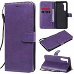 For Motorola Moto Edge Solid Color Horizontal Flip Protective Leather Case with Holder & Card Slots & Wallet & Photo Frame & Lanyard(Purple)