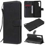 For Motorola Moto Edge Solid Color Horizontal Flip Protective Leather Case with Holder & Card Slots & Wallet & Photo Frame & Lanyard(Black)