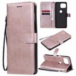 For Motorola Moto G 5G Plus Solid Color Horizontal Flip Protective Leather Case with Holder & Card Slots & Wallet & Photo Frame & Lanyard(Rose Gold)